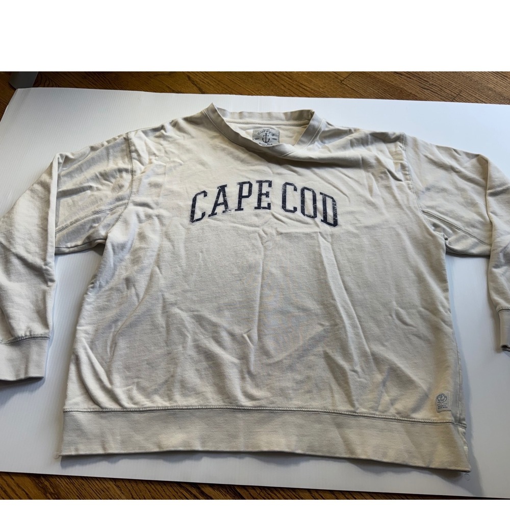 Cuffy's Cape Cod Ocean Wash Sweatshirt Mens XL Cream Cotton Crew Neck Graphic